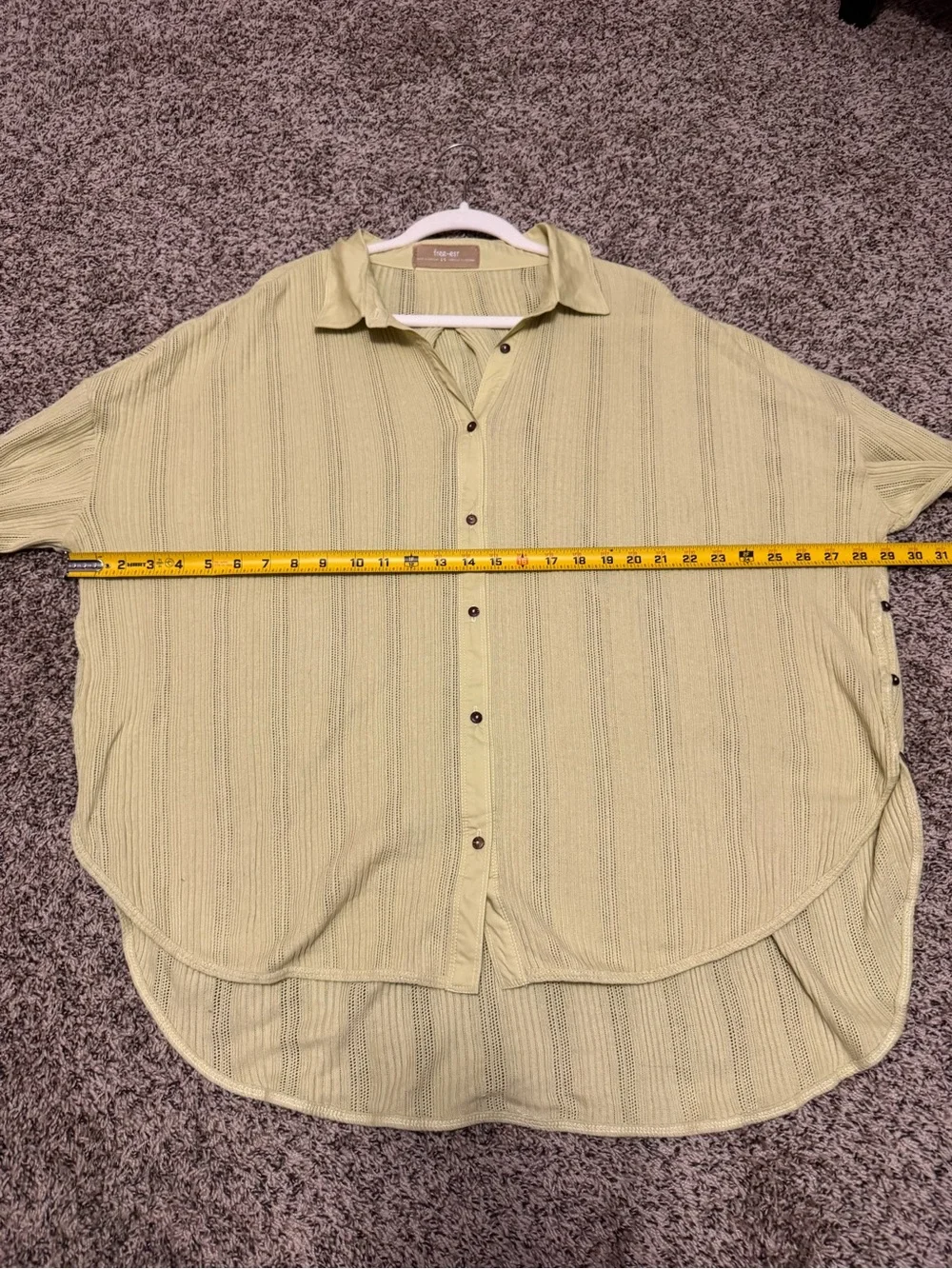 Free People Free-est Light Green Button-Front Oversized Shirt 100% Cotton
